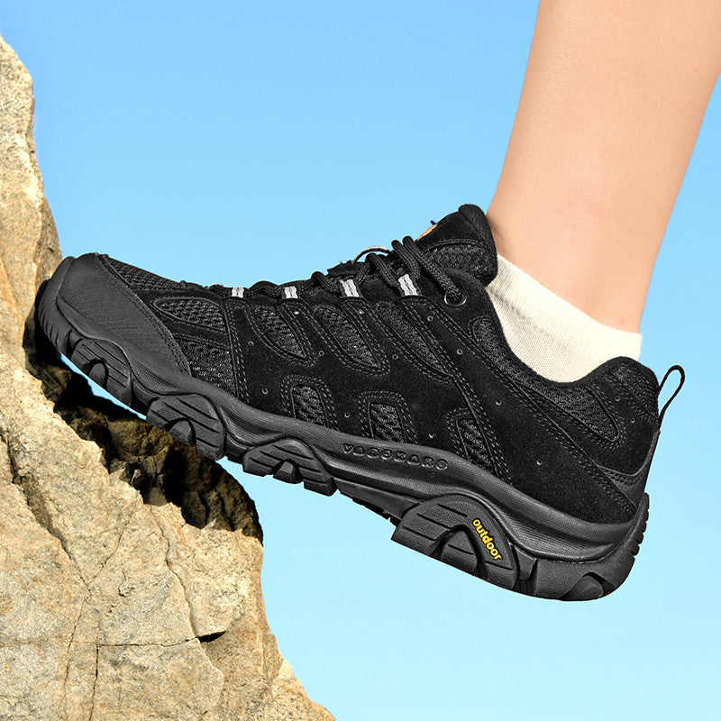 Men’s Hiking Shoes, Breathable Mesh Trail Sneakers, Non-Slip Grip Sole, Low-Top