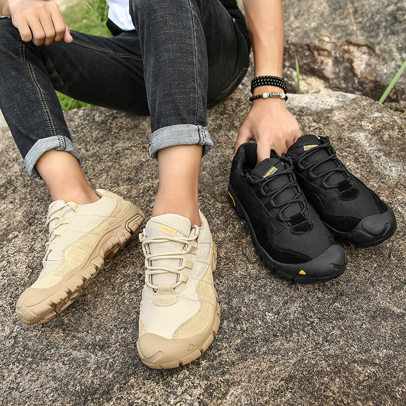 -- Men's Outdoor Hiking Work Boots - Slip-Resistant & Abrasion-Proof for Mountain/Construction
