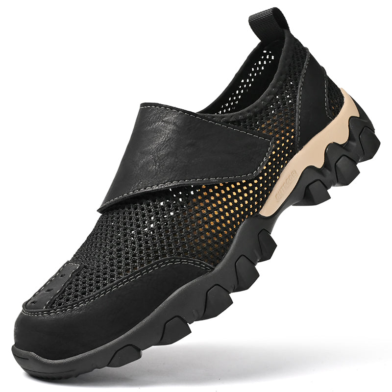 (⏰Limited Time Sale 70% OFF) Men's Orthopedic Arch Support Wide Toe Lightweight Outdoor Walking Shoes, Breathable Mesh Slip-On Non-Slip Work Shoes