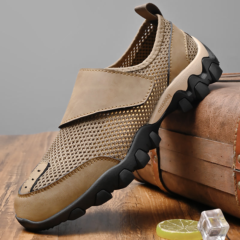 (⏰Limited Time Sale 70% OFF) Men's Orthopedic Arch Support Wide Toe Lightweight Outdoor Walking Shoes, Breathable Mesh Slip-On Non-Slip Work Shoes