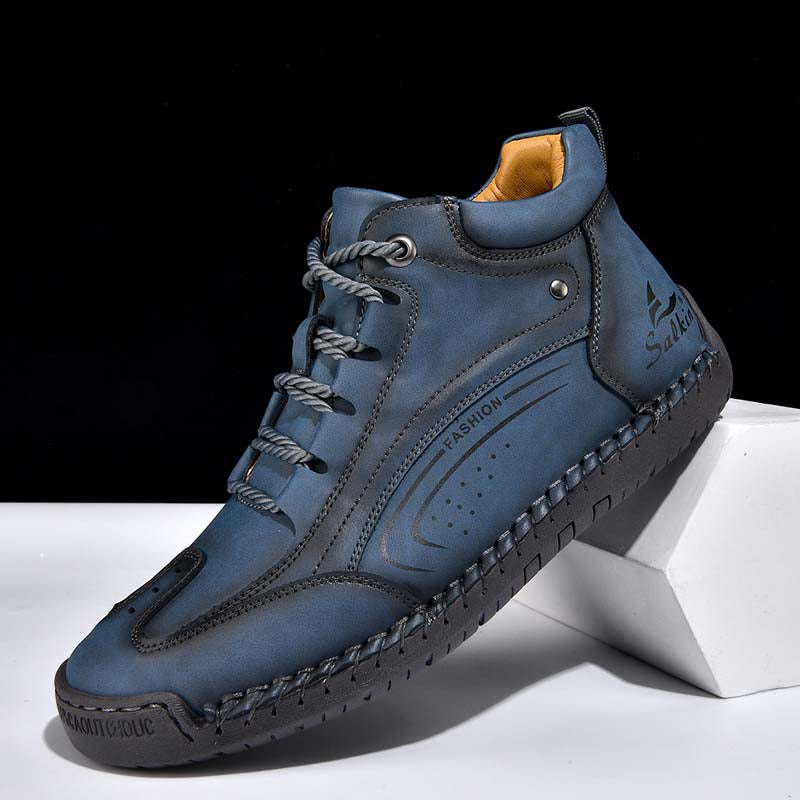 Men's Vintage Motorcycle Boots - Handcrafted Stitching, Waterproof & Slip-Resistant, Scratch-Resistant, Built-In Arch Support, Comfortable Work Boots, Durable For 5 Years.
