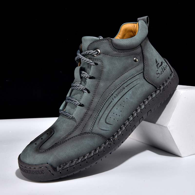 Men's Vintage Motorcycle Boots - Handcrafted Stitching, Waterproof & Slip-Resistant, Scratch-Resistant, Built-In Arch Support, Comfortable Work Boots, Durable For 5 Years.