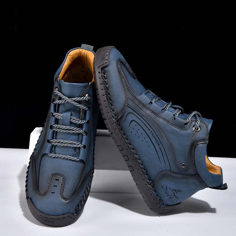 Men's Vintage Motorcycle Boots - Handcrafted Stitching, Waterproof & Slip-Resistant, Scratch-Resistant, Built-In Arch Support, Comfortable Work Boots, Durable For 5 Years.