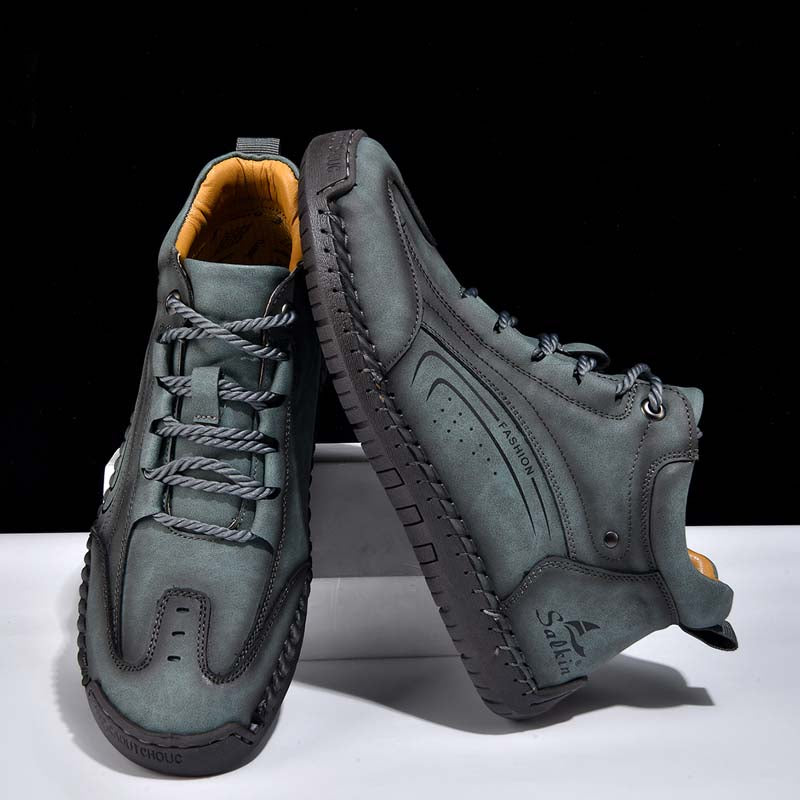Men's Vintage Motorcycle Boots - Handcrafted Stitching, Waterproof & Slip-Resistant, Scratch-Resistant, Built-In Arch Support, Comfortable Work Boots, Durable For 5 Years.