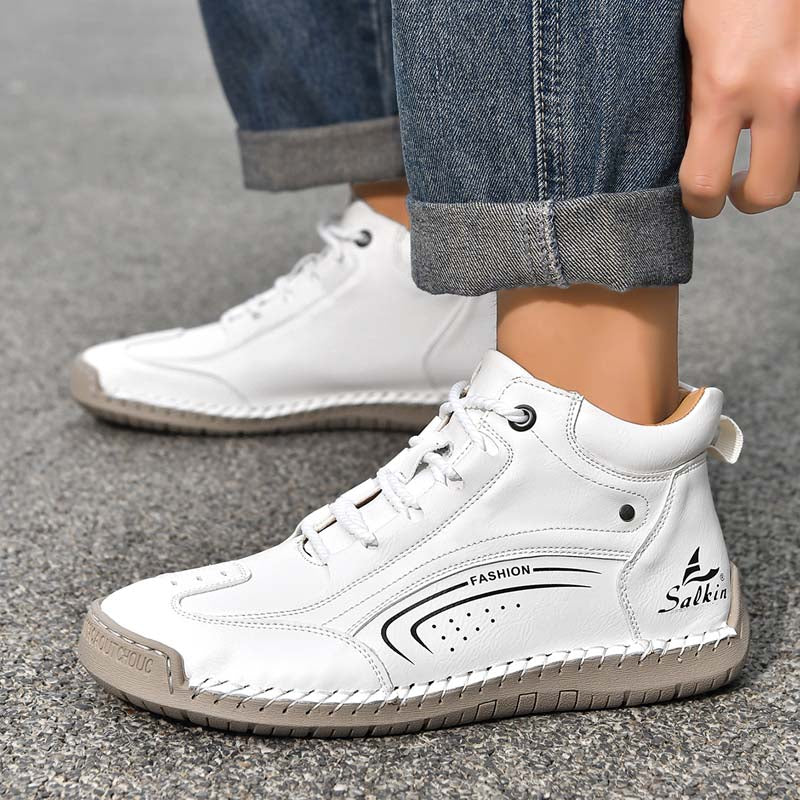 Men's Vintage Motorcycle Boots - Handcrafted Stitching, Waterproof & Slip-Resistant, Scratch-Resistant, Built-In Arch Support, Comfortable Work Boots, Durable For 5 Years.