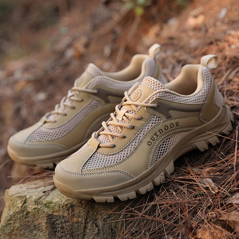 Men's Mesh Hiking Shoes - Lace-Up, Enhanced Support, Wide Toe Box with Arch Support