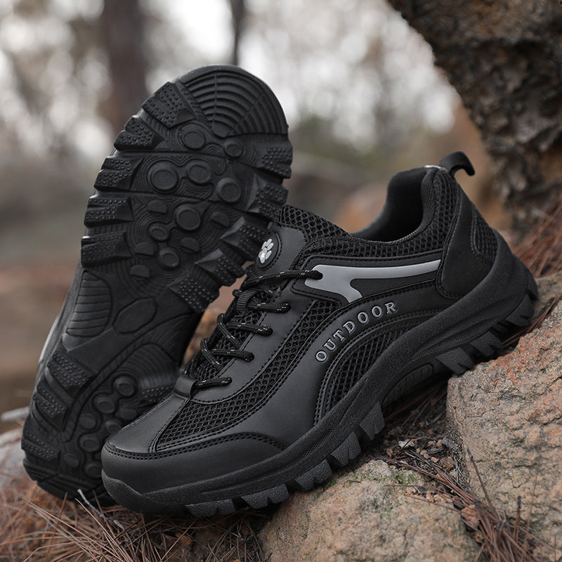 Men's Mesh Hiking Shoes - Lace-Up, Enhanced Support, Wide Toe Box with Arch Support