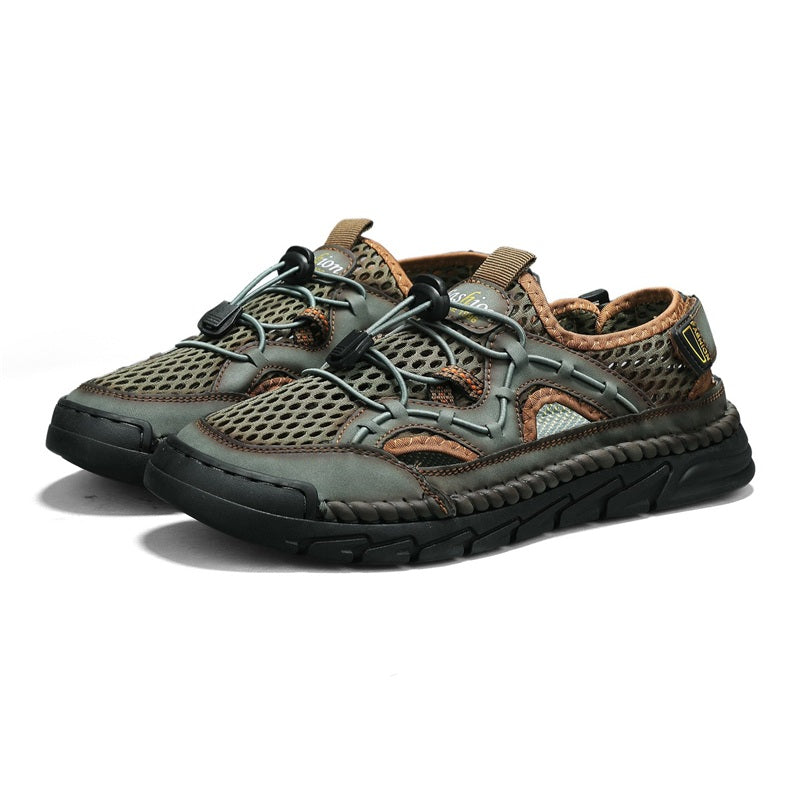 Men's Mesh Hiking Shoes - Slip-On, Breathable, Slip-Resistant, Wide Toe Box with Arch Support