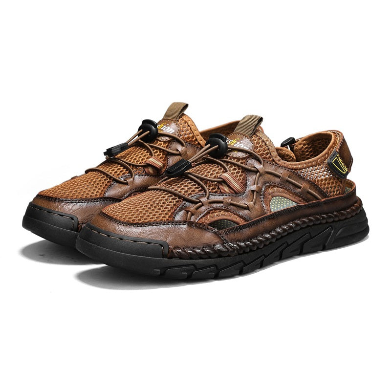 Men's Mesh Hiking Shoes - Slip-On, Breathable, Slip-Resistant, Wide Toe Box with Arch Support