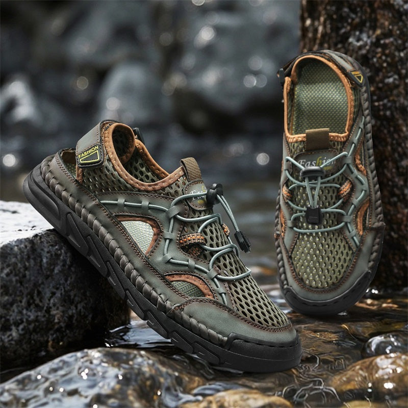 Men's Mesh Hiking Shoes - Slip-On, Breathable, Slip-Resistant, Wide Toe Box with Arch Support