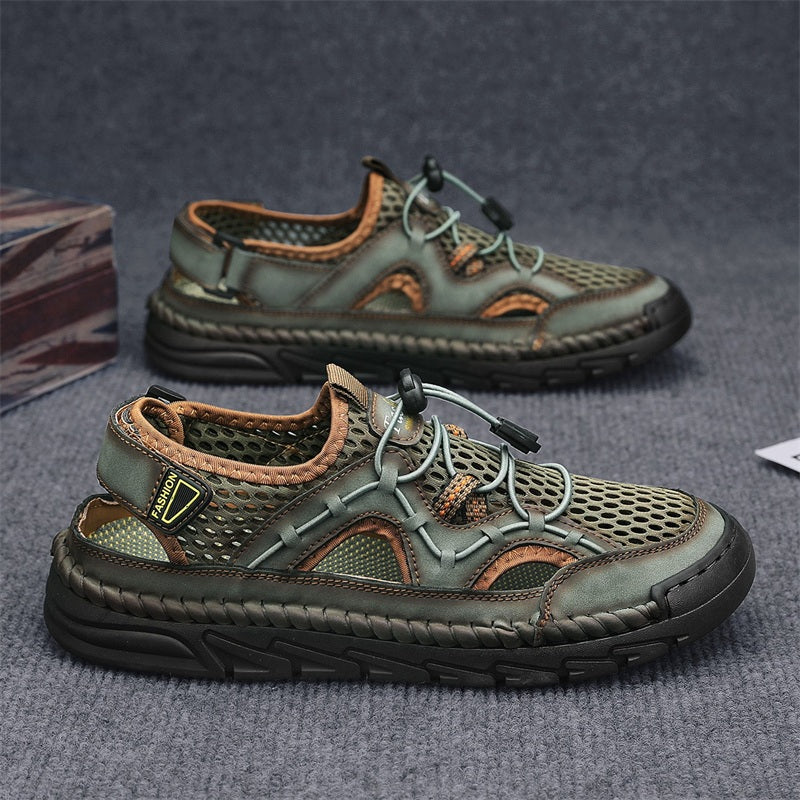 Men's Mesh Hiking Shoes - Slip-On, Breathable, Slip-Resistant, Wide Toe Box with Arch Support