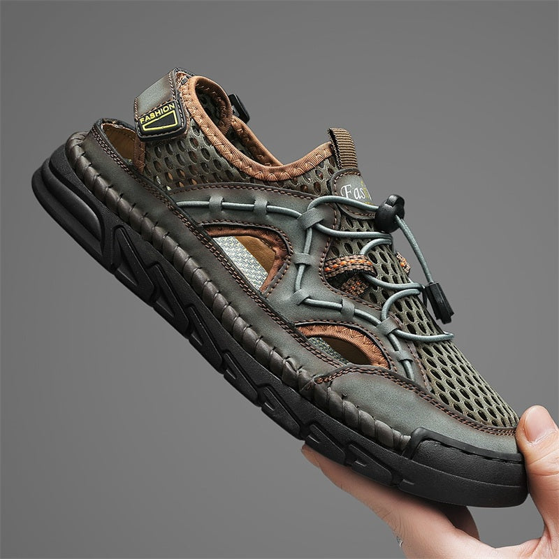 Men's Mesh Hiking Shoes - Slip-On, Breathable, Slip-Resistant, Wide Toe Box with Arch Support