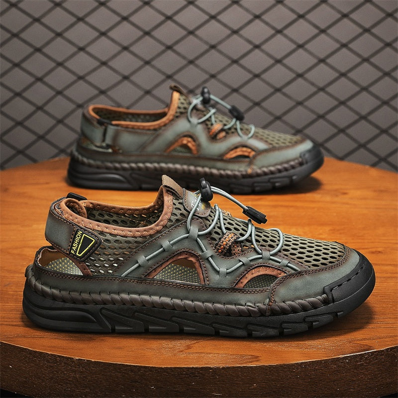 Men's Mesh Hiking Shoes - Slip-On, Breathable, Slip-Resistant, Wide Toe Box with Arch Support