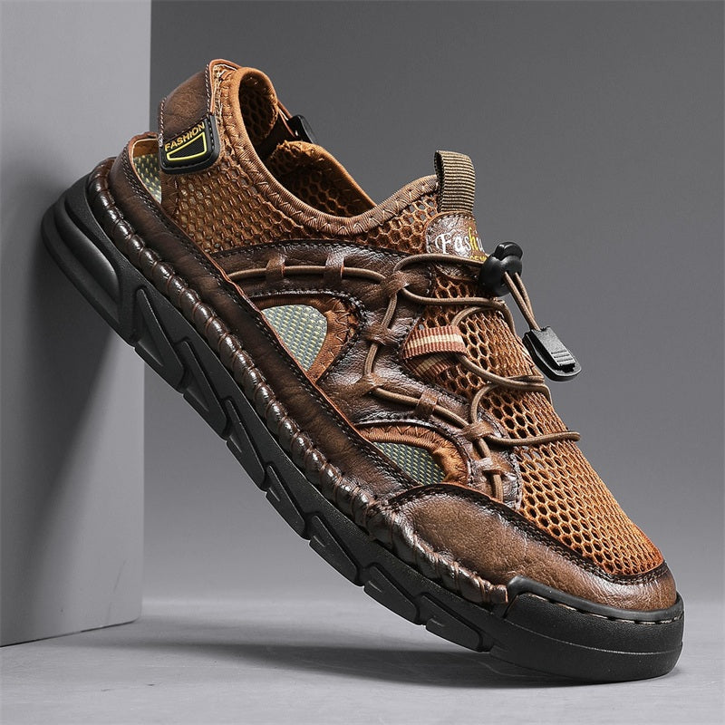 Men's Mesh Hiking Shoes - Slip-On, Breathable, Slip-Resistant, Wide Toe Box with Arch Support