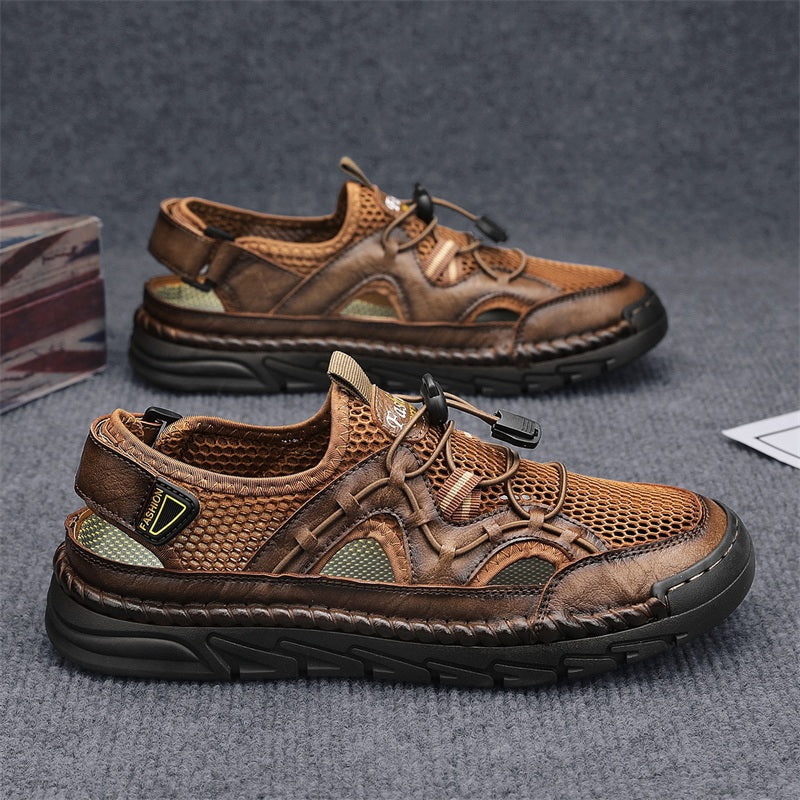 Men's Mesh Hiking Shoes - Slip-On, Breathable, Slip-Resistant, Wide Toe Box with Arch Support