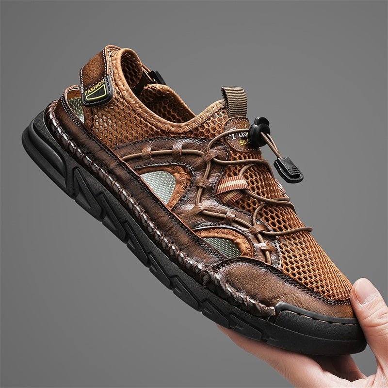 Men's Mesh Hiking Shoes - Slip-On, Breathable, Slip-Resistant, Wide Toe Box with Arch Support