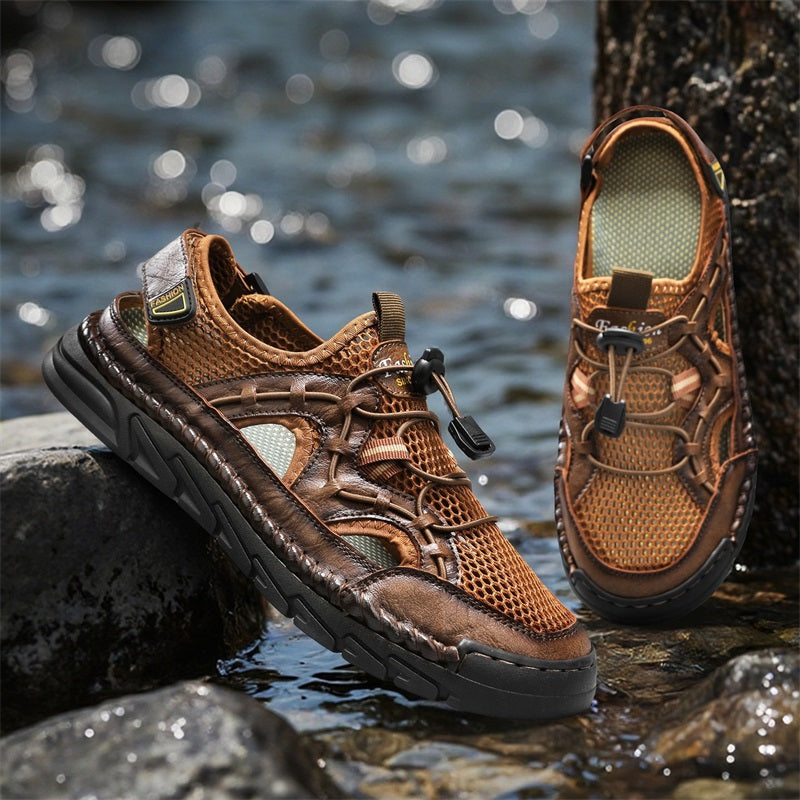 Men's Mesh Hiking Shoes - Slip-On, Breathable, Slip-Resistant, Wide Toe Box with Arch Support