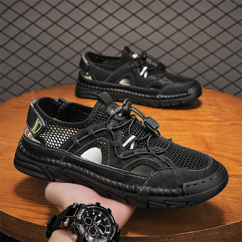 Men's Mesh Hiking Shoes - Slip-On, Breathable, Slip-Resistant, Wide Toe Box with Arch Support