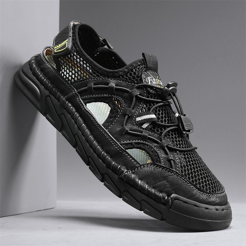 Men's Mesh Hiking Shoes - Slip-On, Breathable, Slip-Resistant, Wide Toe Box with Arch Support