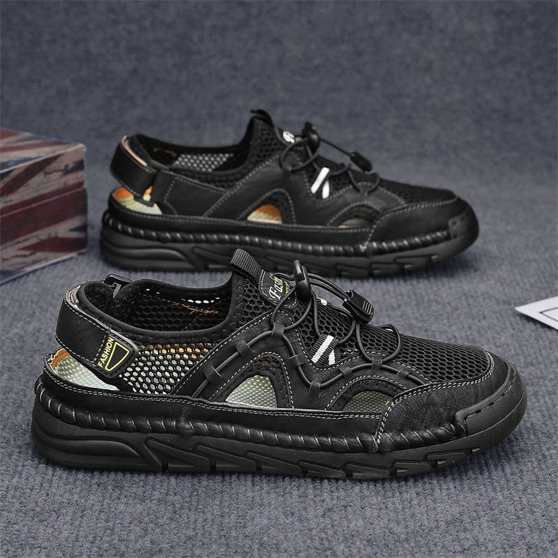 Men's Mesh Hiking Shoes - Slip-On, Breathable, Slip-Resistant, Wide Toe Box with Arch Support