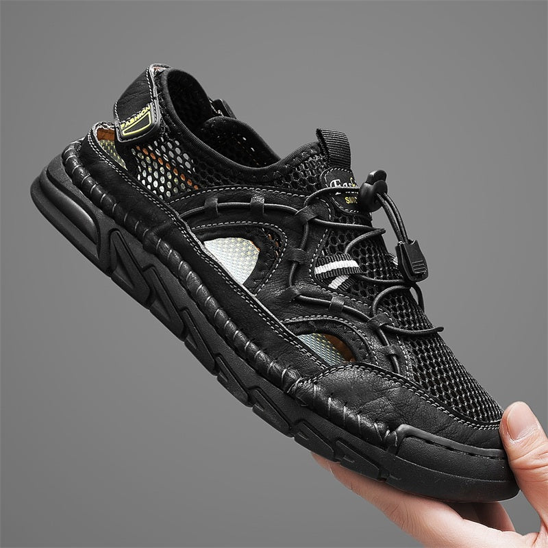 Men's Mesh Hiking Shoes - Slip-On, Breathable, Slip-Resistant, Wide Toe Box with Arch Support