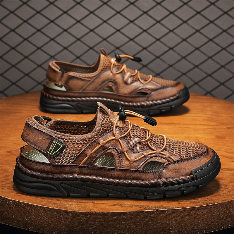 Men's Mesh Hiking Shoes - Slip-On, Breathable, Slip-Resistant, Wide Toe Box with Arch Support