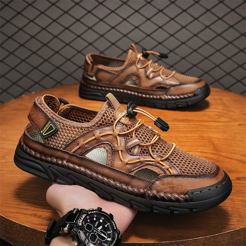 Men's Mesh Hiking Shoes - Slip-On, Breathable, Slip-Resistant, Wide Toe Box with Arch Support