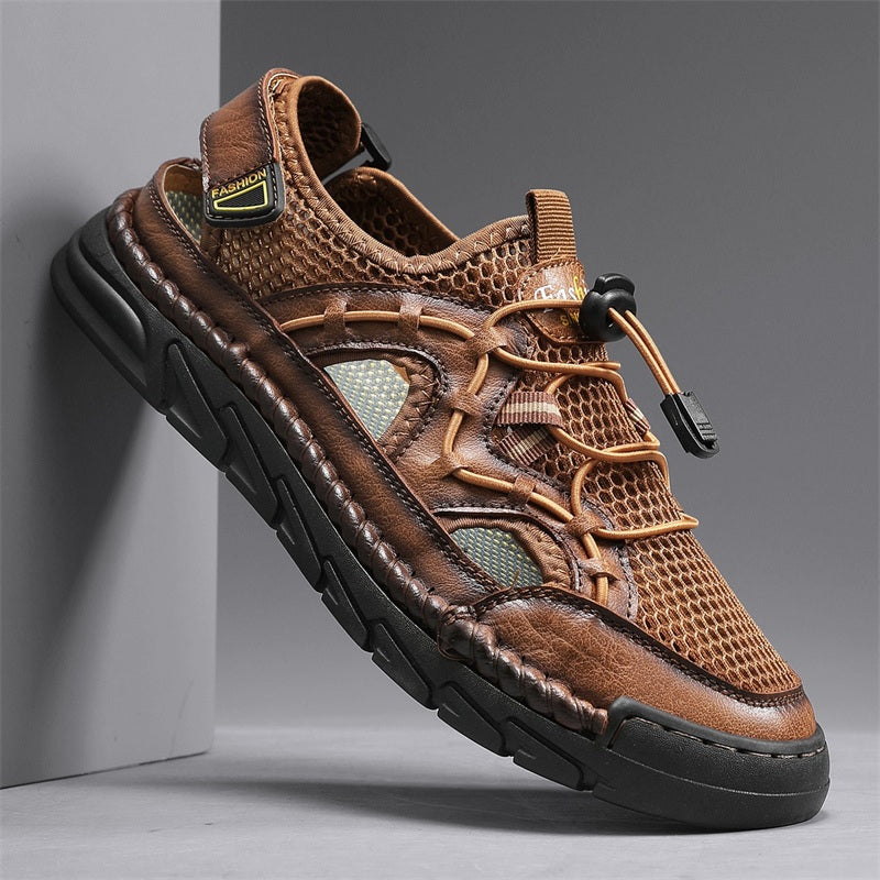 Men's Mesh Hiking Shoes - Slip-On, Breathable, Slip-Resistant, Wide Toe Box with Arch Support