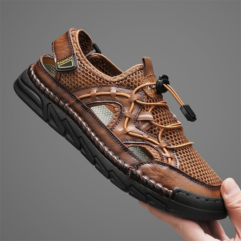 Men's Mesh Hiking Shoes - Slip-On, Breathable, Slip-Resistant, Wide Toe Box with Arch Support
