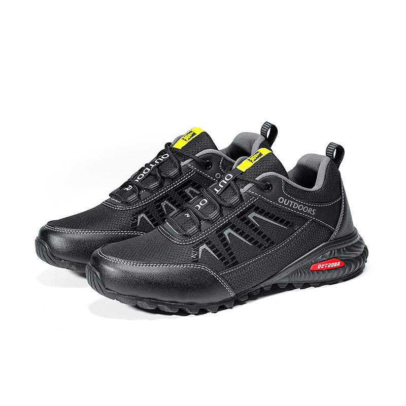 Men's Mixed Material Work Boots - Lace-Up, Waterproof, Wide Toe Box with Arch Support