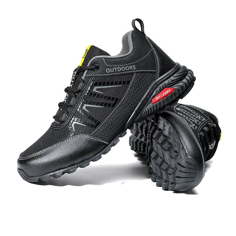 Men's Mixed Material Work Boots - Lace-Up, Waterproof, Wide Toe Box with Arch Support