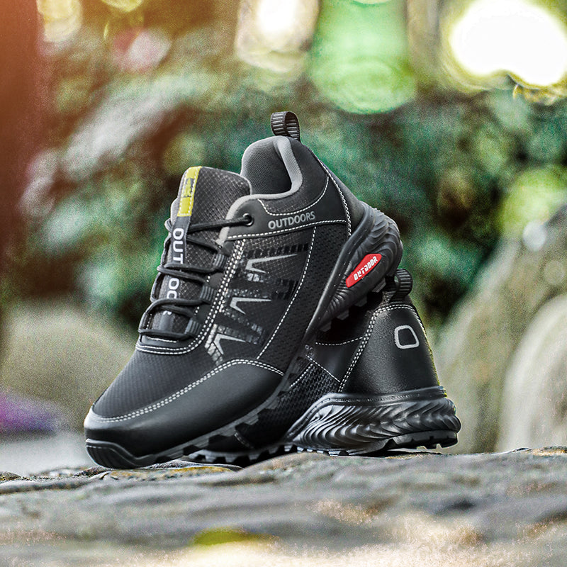 Men's Mixed Material Work Boots - Lace-Up, Waterproof, Wide Toe Box with Arch Support