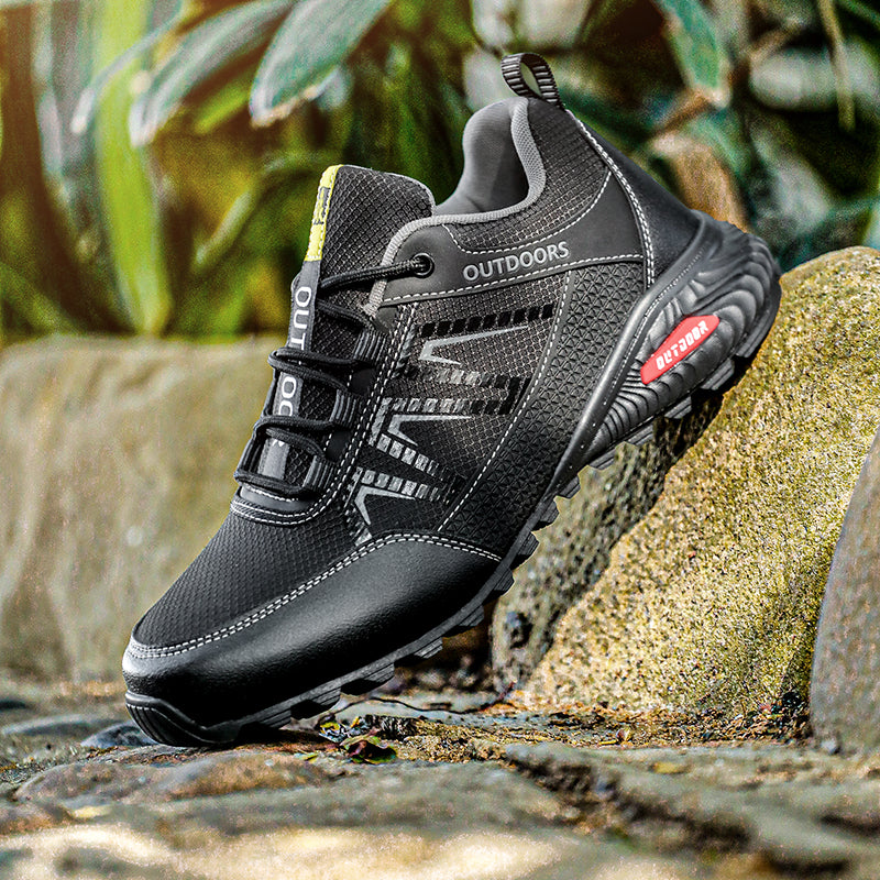 Men's Mixed Material Work Boots - Lace-Up, Waterproof, Wide Toe Box with Arch Support