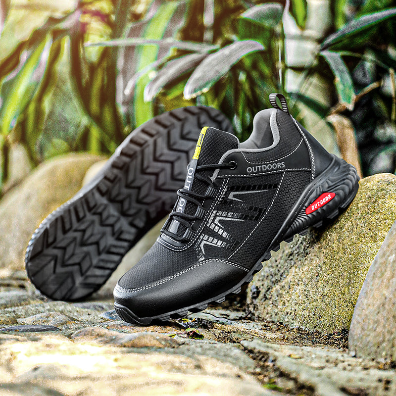 Men's Mixed Material Work Boots - Lace-Up, Waterproof, Wide Toe Box with Arch Support