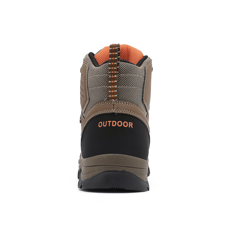 Men's Genuine Leather Work Boots - Lace-Up, Slip-Resistant, Wide Toe Box with Arch Support