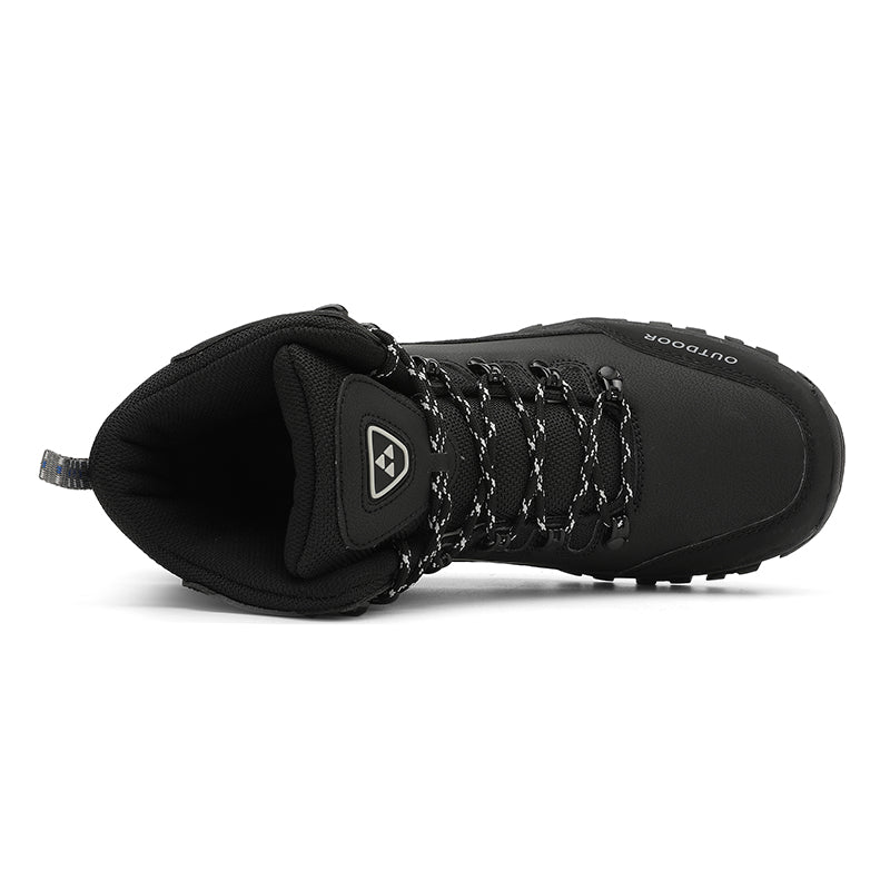 Men's Genuine Leather Work Boots - Lace-Up, Slip-Resistant, Wide Toe Box with Arch Support