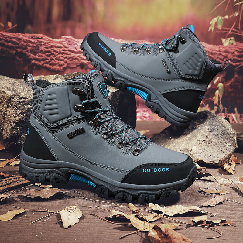 Men's Genuine Leather Work Boots - Lace-Up, Slip-Resistant, Wide Toe Box with Arch Support