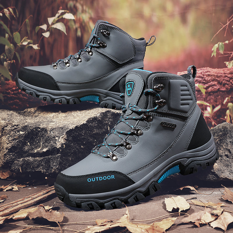 Men's Genuine Leather Work Boots - Lace-Up, Slip-Resistant, Wide Toe Box with Arch Support