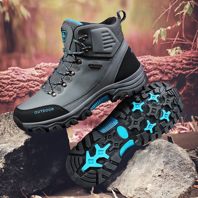 Men's Genuine Leather Work Boots - Lace-Up, Slip-Resistant, Wide Toe Box with Arch Support