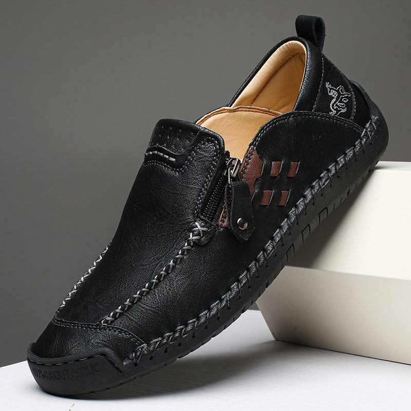 Men's 45+ Daily Walker | Hand-Finished Leather | Zero Bending, Zero Lacing | Wide Toe, Arch Support