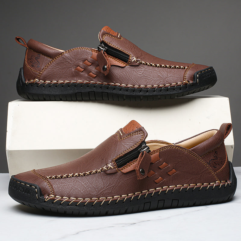Men's 45+ Daily Walker | Hand-Finished Leather | Zero Bending, Zero Lacing | Wide Toe, Arch Support