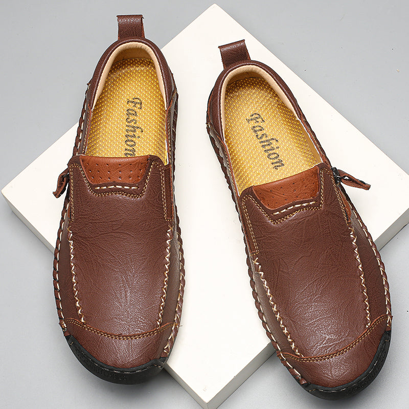 Men's 45+ Daily Walker | Hand-Finished Leather | Zero Bending, Zero Lacing | Wide Toe, Arch Support