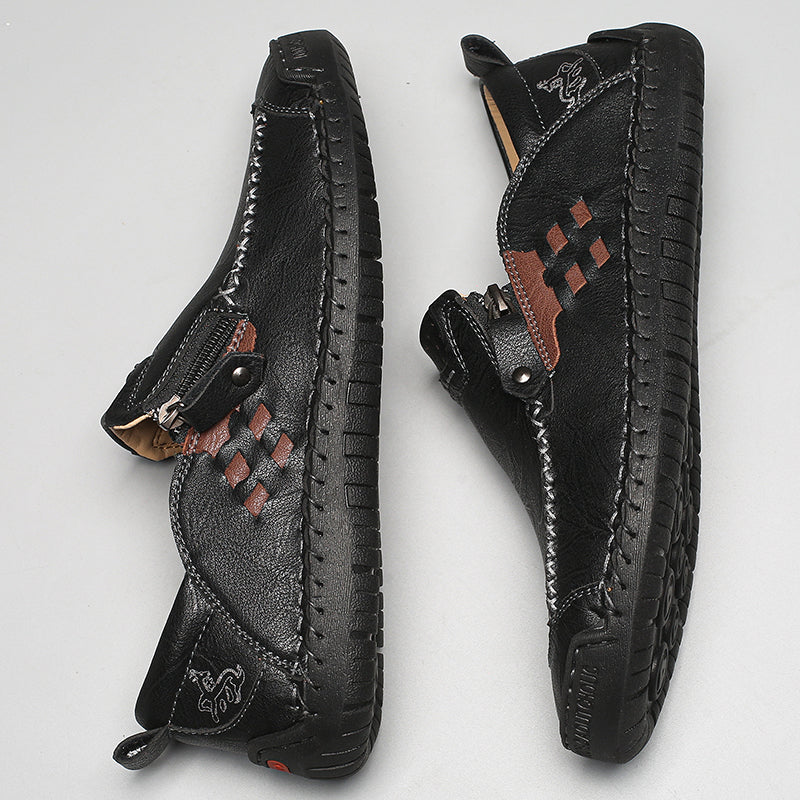Men's 45+ Daily Walker | Hand-Finished Leather | Zero Bending, Zero Lacing | Wide Toe, Arch Support