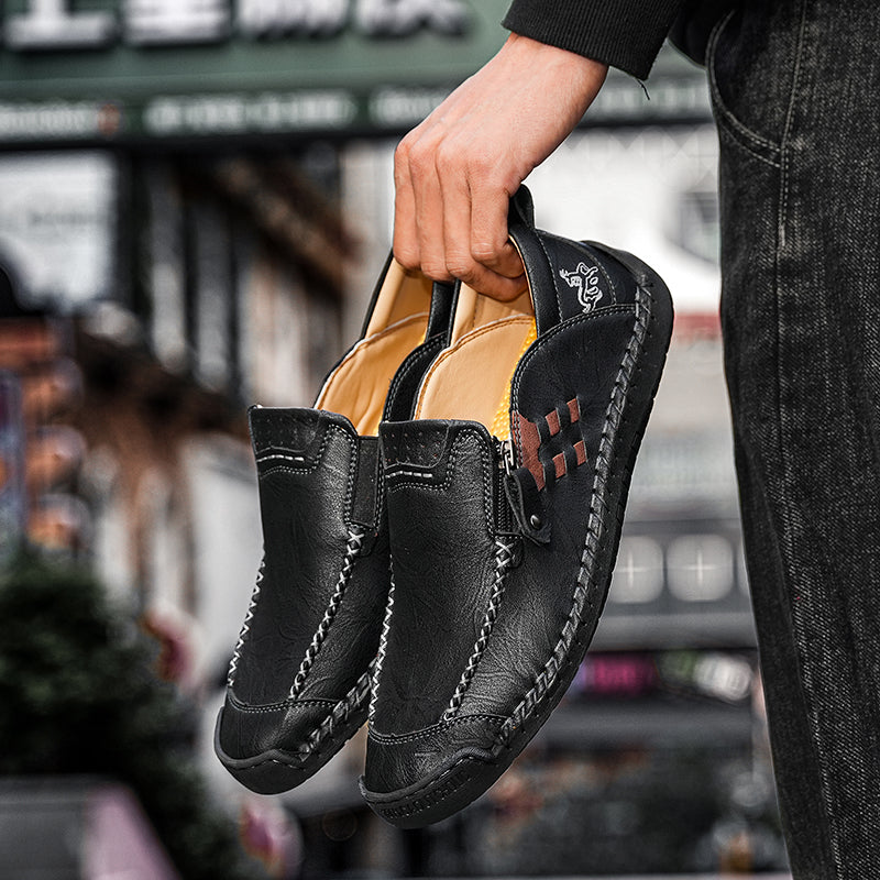 Men's 45+ Daily Walker | Hand-Finished Leather | Zero Bending, Zero Lacing | Wide Toe, Arch Support