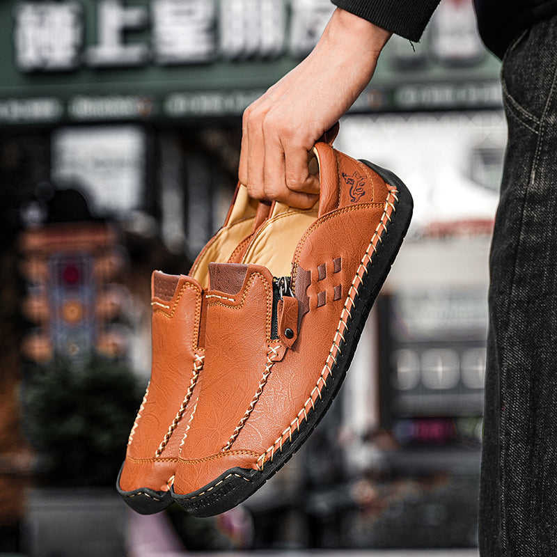 Men's 45+ Daily Walker | Hand-Finished Leather | Zero Bending, Zero Lacing | Wide Toe, Arch Support