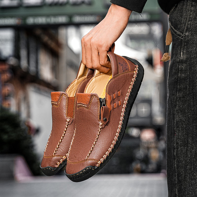 Men's 45+ Daily Walker | Hand-Finished Leather | Zero Bending, Zero Lacing | Wide Toe, Arch Support