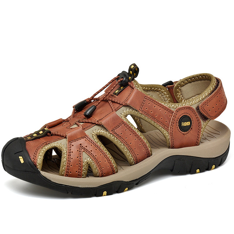 Men's Mixed Material Sandals - Lace-Up, Maximum Support, Wide Toe Box with Arch Support