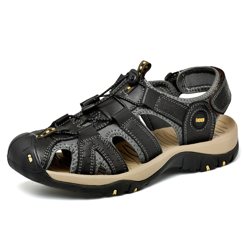 Men's Mixed Material Sandals - Lace-Up, Maximum Support, Wide Toe Box with Arch Support