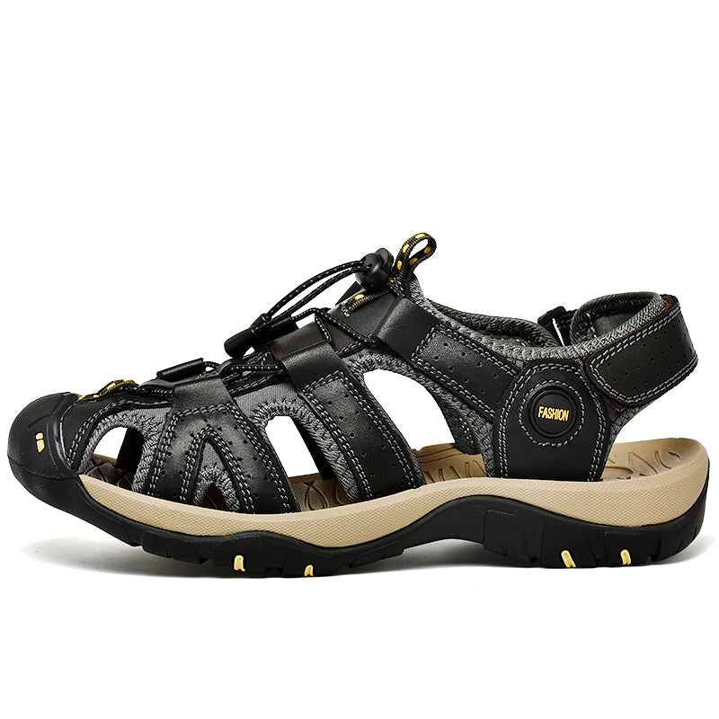 Men's Mixed Material Sandals - Lace-Up, Maximum Support, Wide Toe Box with Arch Support