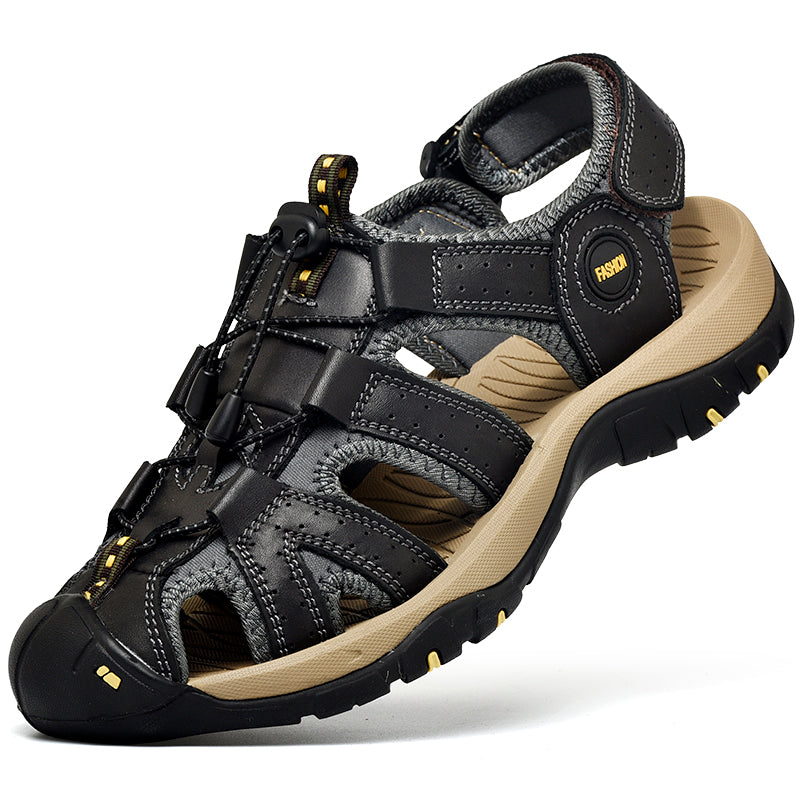 Men's Mixed Material Sandals - Lace-Up, Maximum Support, Wide Toe Box with Arch Support